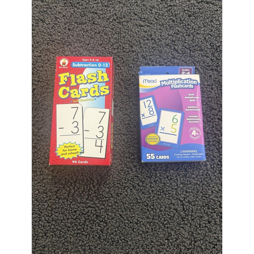 Lot Of Two Flashcard Decks;  Multiplication &  Subtraction